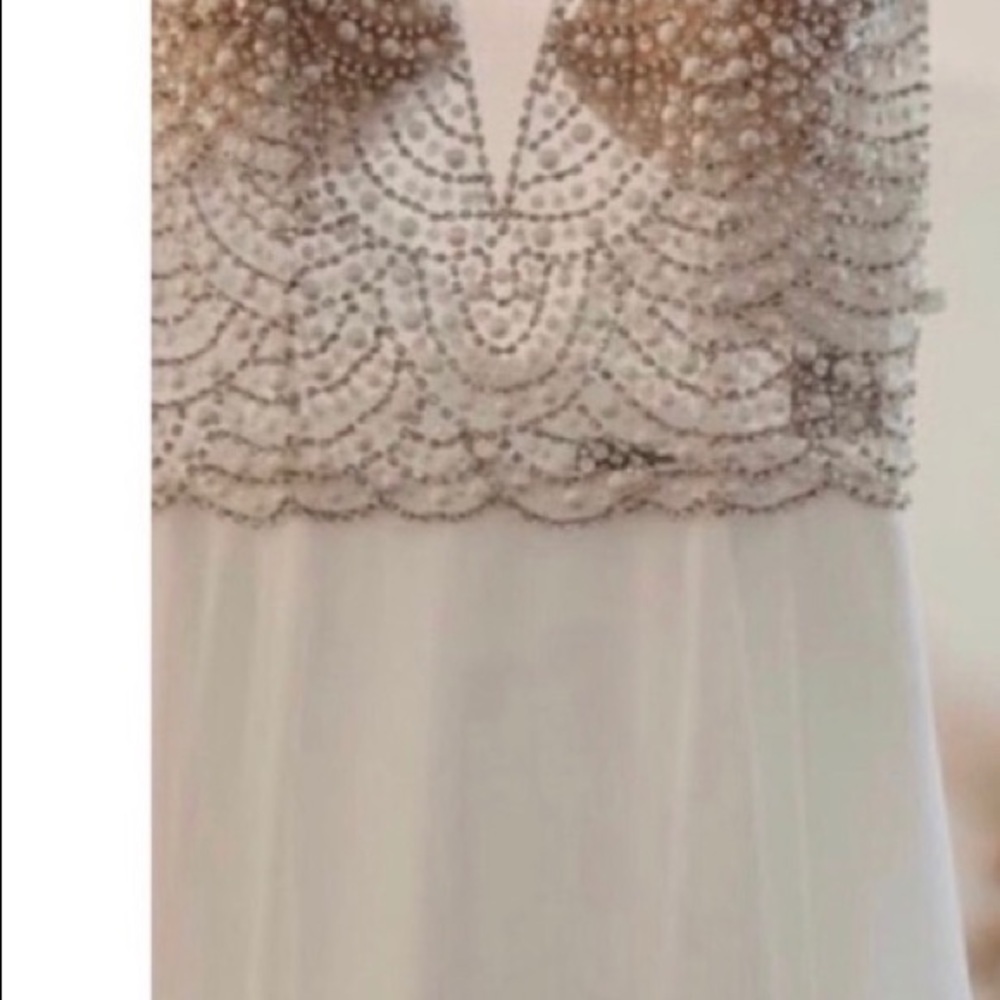 Lulus White Beaded Rhinestones Maxi Dress